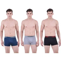 Pack of 3 Combed Cotton Double Pouch Support Solid Men Trunk-image-32
