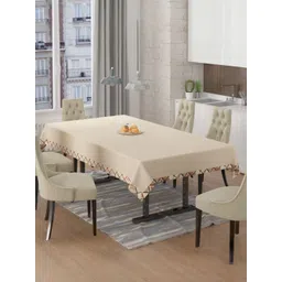BIGGER FISH Beige Anti Skid 6 Seater Velvet Rectangular Table Cover-picture-21