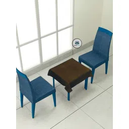 BIGGER FISH Coffee Brown 2-Seater Self Design Quilted Square Velvet Table Cover-picture-25