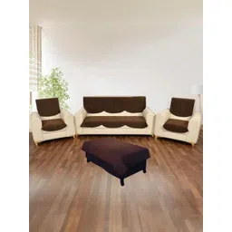 BIGGER FISH Coffee Brown Checked Sofa Cover-picture-32