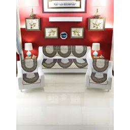 BIGGER FISH Coffee Brown Cotton Sofa Cover-picture-13