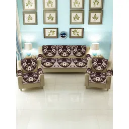 BIGGER FISH Coffee Brown Cotton Sofa Cover With Arms-picture-16