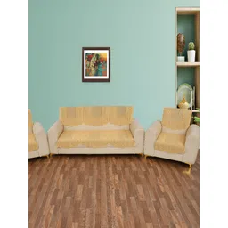 BIGGER FISH Gold-Toned 10 Pieces Self Design Sofa Covers-picture-18