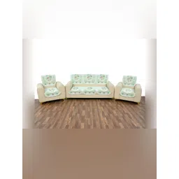 BIGGER FISH Green 10 Pieces Floral Printed 5 Seater Cotton Sofa Covers-picture-11