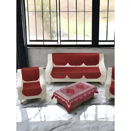 BIGGER FISH Maroon 10 Pcs 5 Seater Sofa Cover-picture-33