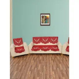 BIGGER FISH Maroon 10 Pieces 5 Seater Sofa Cover-picture-26