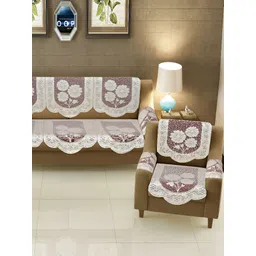 BIGGER FISH Maroon & Cream Embroidered 5 Seater Sofa Cover-picture-25