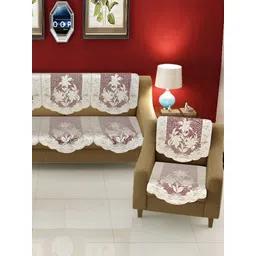 BIGGER FISH Maroon Embroidered 5 Seater Sofa Cover-picture-24