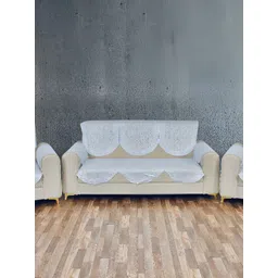 BIGGER FISH White Embroidered 10 Pcs 5 Seater Sofa Cover image 3