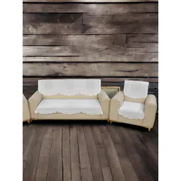 BIGGER FISH White Embroidered 5 Seater Sofa Cover-picture-17