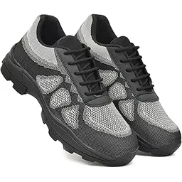 BIGGIE Men's Real Mesh Sport Safety with Steel Toe Light Weight Industrial Safety Shoes for Men 08 (UK/India) Black-picture-11