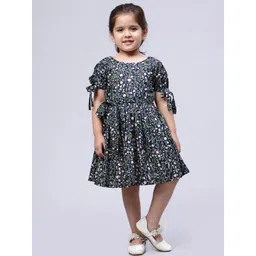 Biglilpeople Black Floral Print Fit & Flare Dress-picture-37