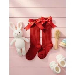 Biglilpeople Girls Bow Detailed Knee-Length Socks-picture-34
