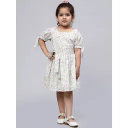 Biglilpeople White Floral Print Fit & Flare Dress-picture-35