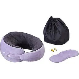 bigplayer Memory Foam Travel Neck Pillow Set – Includes Eye Mask, Earplugs & Carry Bag | Soft U-Shape Cushion for Sleeping in Flight, Train & Car | Neck Support Pillow for Pain Relief-picture-13