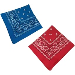 BIGWHEEL Combo Of 2 Pcs Red And Sky Blue Double Side Printed Multifunctional Paisley Printed Hankie ["Multicolor"] Handkerchief-picture-14