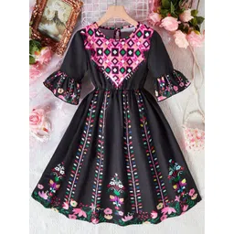 Billion Girls Floral Printed Bell Sleeves Fit & Flare Maxi Dress-picture-49