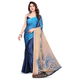 BilloRani Floral Printed Pure Chiffon Saree With Unstiched Blouse Piece-picture-26