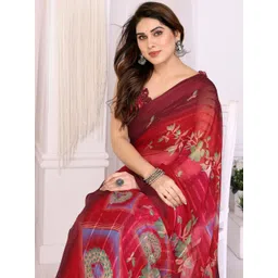 BilloRani Floral Zari Pure Chiffon Designer Saree-picture-35
