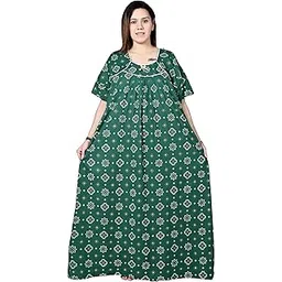 bindass female collection Plus Size Cotton Nighty for Women | Full Gheer Gown | Soft & Breathable Sleepwear | Stylish Printed Jumbo Nightwear (5XL-10XL)-picture-19