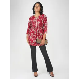 Bindigasm Women Floral Print Ethnic Peplum Longline Top-picture-22