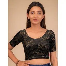 Bindigasm's Advi Embellished Velvet Readymade Saree Blouse-picture-36