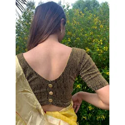 Bindigasm's Advi Zari Embellished Jacquard Stretchable Readymade Saree Blouse-picture-14