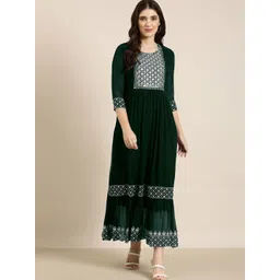 BINDUDI Women Ebroidered Georgette Maxi A-Line Ethnic Dresses-picture-38