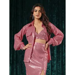 BInfinite Pink Sequenced Lycra Tailored Fit Top-picture-33