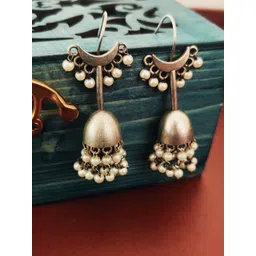 Binnis Wardrobe Silver-Toned Contemporary Jhumkas Earrings-picture-28