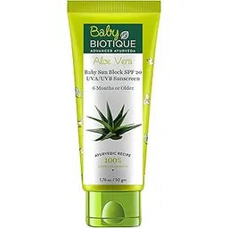Biotique Aloe Vera Baby Sun Block SPF 20 UVA UVB Sunscreen, 50g-picture-17