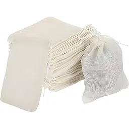 Birdbrid White Cotton Muslin Drawstring Bags, 3 * 4 inch Small Cloth Potli Sachets for Thank You Gifts, Loose Leaf Tea, Spices, Earphones, Return Gift, Packs of 12-picture-18