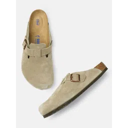 Birkenstock Boston Soft Footbed Taupe Regular Width Suede Leather Clogs-picture-48