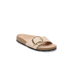 Birkenstock Madrid Leather Buckle Detailed Narrow Width Open Toe Flats-picture-16