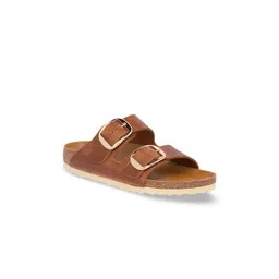 Birkenstock Women Brown Solid Arizona Big Buckle Oiled Leather Open Toe Narrow Width Flats-picture-32
