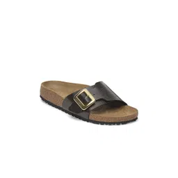 Birkenstock Women Leather Buckle One Strap Flats-picture-22