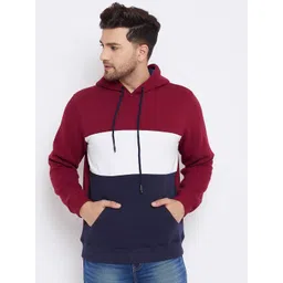 Bishop Cotton Men Red & Navy Blue Colourblocked Sweatshirt-picture-22