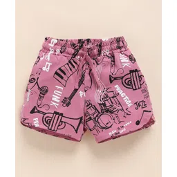 Biskid Cotton Mucical Instrument Printed Shorts - Mauve-picture-26