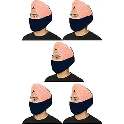 bismaadh Reusable Turban Cotton Thata Mask For Face & Beard Cover - Pack of 5 (BLUE)-picture-42