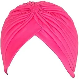 bismaadh Women's Pleated Head Wrap Knit Bonnet Turban/Pleated Stretchable Polyester Women’s Turban Head Cover/Sun Cap (Pink) Pre Tied-picture-46