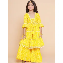 Bitiya by Bhama Girls Bandhani Printed Empire Pure Cotton Kurta with Sharara-picture-50