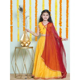 Bitiya by Bhama Girls Embroidered Gotta Patti Ready to Wear Lehenga & Blouse With Dupatta-picture-22