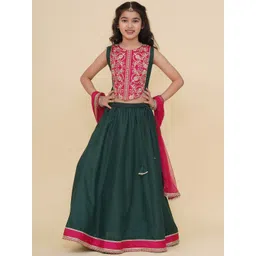Bitiya by Bhama Girls Embroidered Thread Work Ready to Wear Lehenga & Blouse With Dupatta-picture-20
