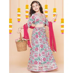 Bitiya by Bhama Girls Floral Printed Ready to Wear Lehenga & Blouse With Dupatta-picture-44
