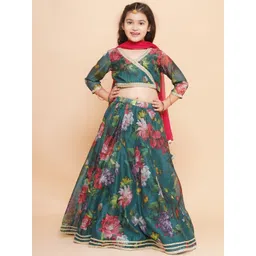 Bitiya by Bhama Girls Floral Printed Sequined Ready to Wear Lehenga & Blouse With Dupatta-picture-41