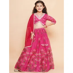 Bitiya by Bhama Girls Printed Ready to Wear Lehenga & Blouse With Dupatta-picture-20