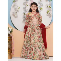 Bitiya by Bhama Girls Printed Ready to Wear Lehenga & Blouse With Dupatta-picture-29