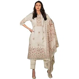 bitra Unstitched Winter Woolen Suits Printed Cream Pashmina Dress Materials-picture-16