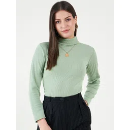Bitterlime Long Sleeves Turtle Neck Cotton Fitted Top-picture-31