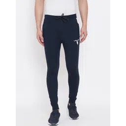 Bitterlime Men Navy Blue Solid Polyester Slim-fit Track Pants-picture-41
